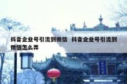 抖音企业号引流到微信  抖音企业号引流到微信怎么弄