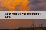 抖音15个矩阵运营方案  做抖音矩阵有什么好处