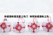 快速涨粉涨流量上热门  如何快速涨粉上热门