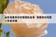 山东百度竞价托管团队名单  百度竞价托管一月多少钱