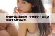营销策划方案100例  营销策划方案范文营销活动策划方案