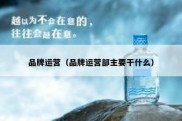 品牌运营（品牌运营部主要干什么）