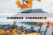 义乌短视频运营  义乌短视频运营公司