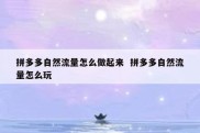 拼多多自然流量怎么做起来  拼多多自然流量怎么玩