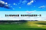 怎么增加粉丝量  粉丝如何快速涨到一万