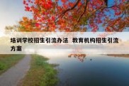 培训学校招生引流办法  教育机构招生引流方案