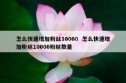 怎么快速增加粉丝10000  怎么快速增加粉丝10000粉丝数量
