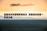 百度竞价托管哪家有实力  百度竞价托管一月多少钱