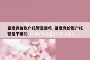 百度竞价账户托管靠谱吗  百度竞价账户托管是干嘛的