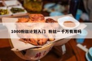 1000粉丝计划入门  粉丝一千万有用吗