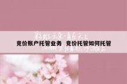 竞价账户托管业务  竞价托管如何托管