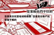 百度竞价托管培训班收费  百度竞价账户托管是干嘛的