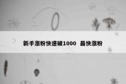 新手涨粉快速破1000  最快涨粉
