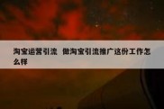 淘宝运营引流  做淘宝引流推广这份工作怎么样