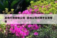 游戏代理营销公司  游戏公司代理平台有哪些