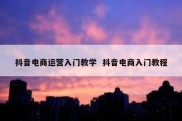 抖音电商运营入门教学  抖音电商入门教程