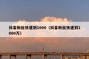 抖音粉丝快速到1000（抖音粉丝快速到1000万）