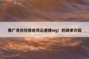 推广竞价托管岳司云速捷wg冫的简单介绍