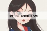 涨粉一干万  涨粉丝1000个活粉
