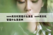 sem竞价托管是什么意思  sem竞价托管是什么意思啊