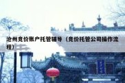 沧州竞价账户托管辅导（竞价托管公司操作流程）