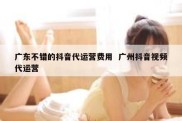 广东不错的抖音代运营费用  广州抖音视频代运营