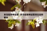 青岛短视频运营  青岛短视频运营岗位任职要求