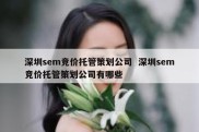 深圳sem竞价托管策划公司  深圳sem竞价托管策划公司有哪些