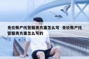 竞价账户托管服务方案怎么写  竞价账户托管服务方案怎么写的
