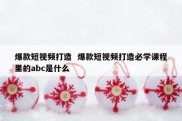 爆款短视频打造  爆款短视频打造必学课程里的abc是什么