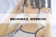 涨粉1000的办法  如何涨粉1000