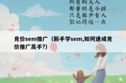 竞价sem推广（新手学sem,如何速成竞价推广高手?）