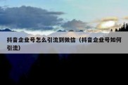 抖音企业号怎么引流到微信（抖音企业号如何引流）
