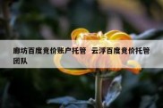 廊坊百度竞价账户托管  云浮百度竞价托管团队