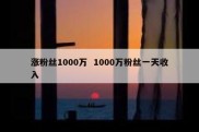 涨粉丝1000万  1000万粉丝一天收入