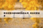 竞价托管介绍文案范文怎么写  竞价托管话术