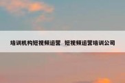 培训机构短视频运营  短视频运营培训公司