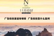 广告投放渠道有哪些  广告投放靠什么盈利